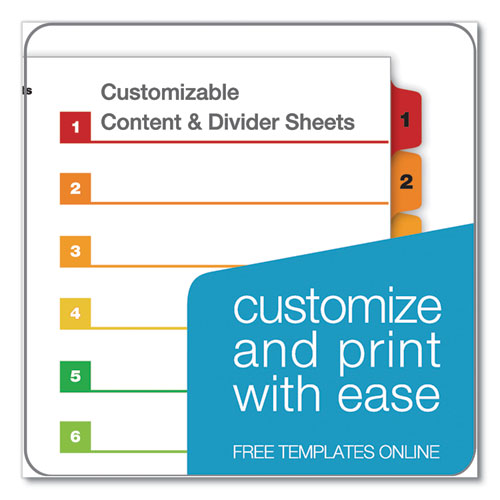 Onestep Printable Table Of Contents And Dividers, 8-tab, 1 To 8, 11 X 8.5, White, 6 Sets