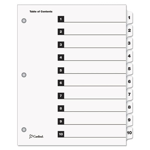 Onestep Printable Table Of Contents And Dividers, 10-tab, 1 To 10, 11 X 8.5, White, 1 Set