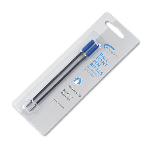 Refill For Cross Ballpoint Pens, Broad Point, Blue Ink, 2-pack
