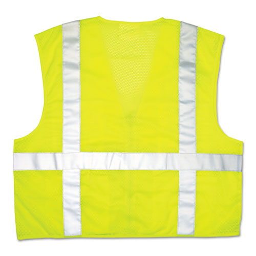 Luminator Safety Vest, Lime Green W-stripe, Large