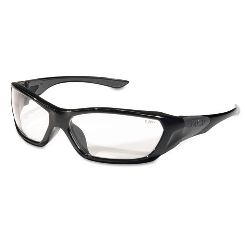 Forceflex Safety Glasses, Black Frame, Clear Lens