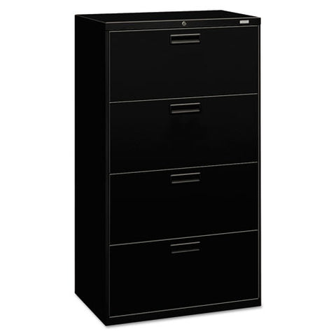 500 Series Four-drawer Lateral File, 30w X 19.25d X 53.25h, Black