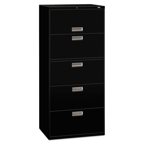 600 Series Five-drawer Lateral File, 30w X 19.25d X 67h, Black