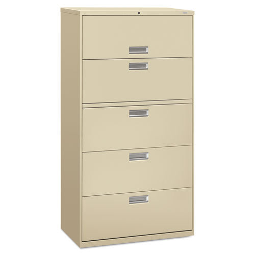 600 Series Five-drawer Lateral File, 36w X 19.25d X 67h, Putty