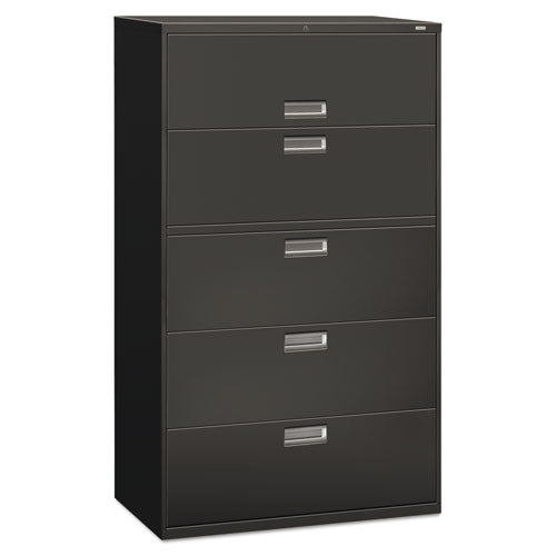 600 Series Five-drawer Lateral File, 42w X 19.25d X 67h, Charcoal