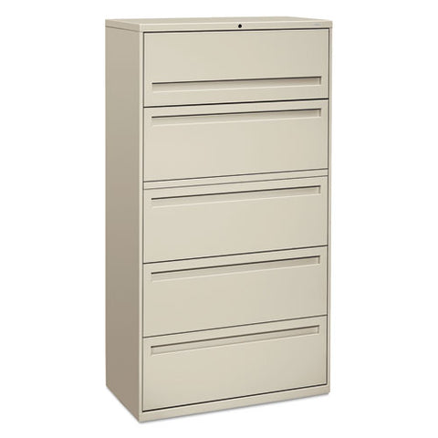 700 Series Five-drawer Lateral File With Roll-out Shelf, 36w X 19.25d X 67h, Light Gray