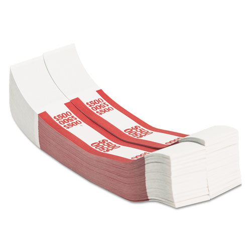 Currency Straps, Red, $500 In $5 Bills, 1000 Bands-pack