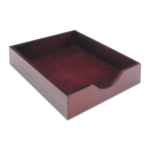 Double-deep Hardwood Stackable Desk Trays, 1 Section, Legal Size Files, 10.13" X 12.63" X 5", Mahogany