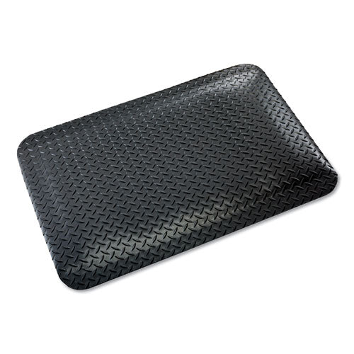 Industrial Deck Plate Anti-fatigue Mat, Vinyl, 36 X 60, Black-yellow Border