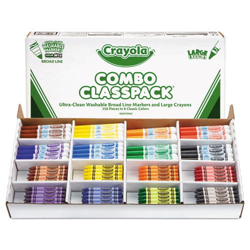 Classpack Crayons W-markers, 8 Colors, 128 Each Crayons-markers, 256-box