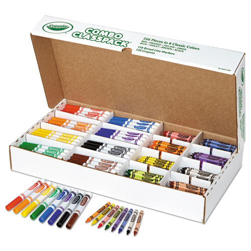 Crayons And Markers Combo Classpack, Eight Colors, 256-set
