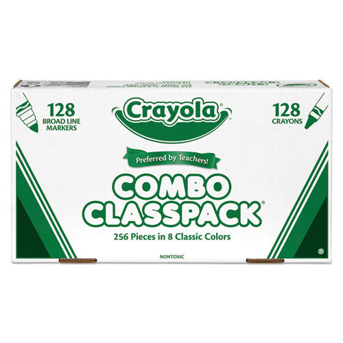 Crayons And Markers Combo Classpack, Eight Colors, 256-set