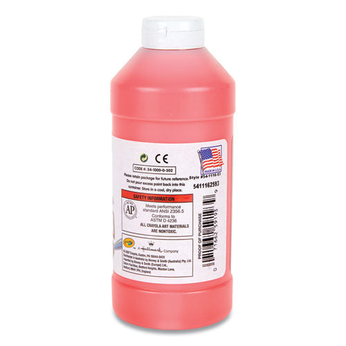 Premier Tempera Paint, Fluorescent Red, 16 Oz Bottle
