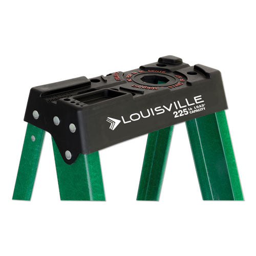 Fiberglass Step Ladder, 8 Ft Working Height, 225 Lbs Capacity, 5 Step, Green-black