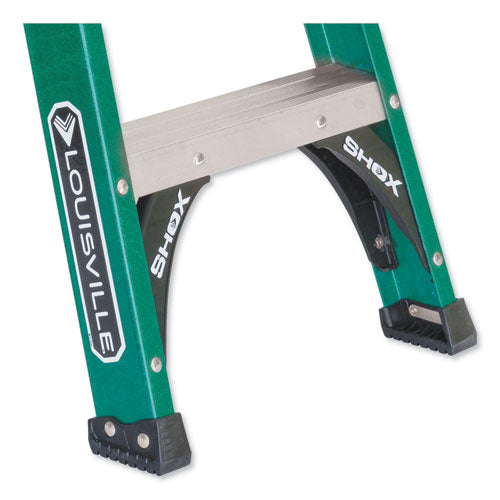 Fiberglass Step Ladder, 8 Ft Working Height, 225 Lbs Capacity, 5 Step, Green-black