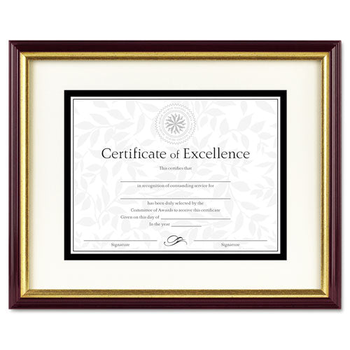 Document-certificate Frame W-mat, Plastic, 11 X 14, 8 1-2 X 11, Mahogany-gold