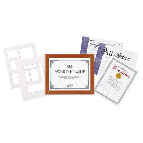 Plaque-in-an-instant Kit W-certs & Mats, Wood-acrylic Up To 8 1-2 X 11, Mahogany