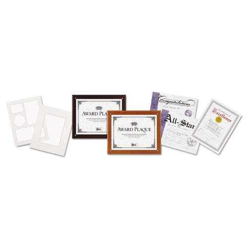 Plaque-in-an-instant Kit W-certs & Mats, Wood-acrylic Up To 8 1-2 X 11, Mahogany