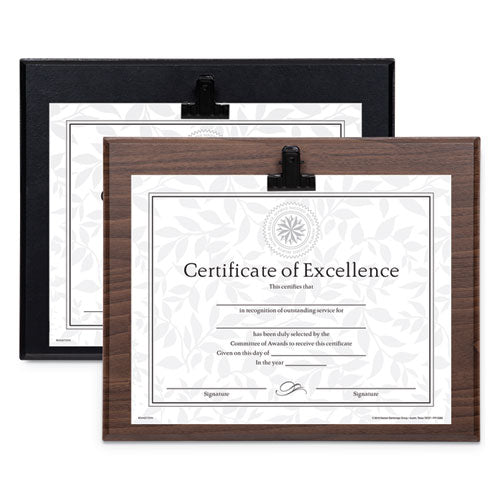 Plaque With Metal Clip, Wood, 8 1-2 X 11 Insert, Black