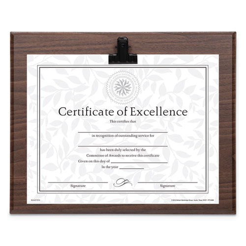 Plaque With Metal Clip, Wood, 8 1-2 X 11 Insert, Walnut