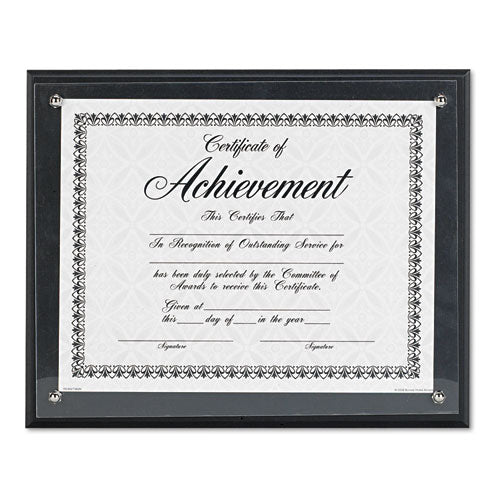 Award Plaque, Wood-acrylic Frame, Up To 8 1-2 X 11, Black
