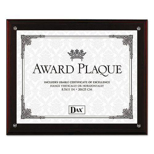 Award Plaque, Wood-acrylic Frame, Up To 8 1-2 X 11, Black