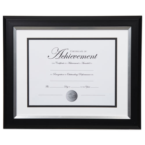 2-tone 11 X 14 Document Frame, 8 1-2 X 11 Insert, Black-silver Frame, White Mat