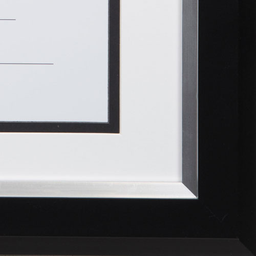 2-tone 11 X 14 Document Frame, 8 1-2 X 11 Insert, Black-silver Frame, White Mat