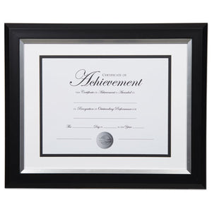 2-tone 11 X 14 Document Frame, 8 1-2 X 11 Insert, Black-silver Frame, White Mat