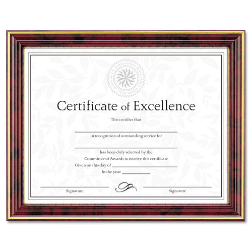 Gold-trimmed Document Frame W-certificate, Wood, 8 1-2 X 11, Mahogany
