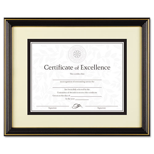 Gold-trimmed Document Frame, Wood, 11 X 14, 8 1-2 X 11, Black