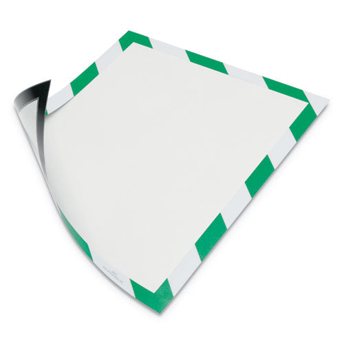Duraframe Security Magnetic Sign Holder, 8 1-2" X 11", Green-white Frame, 2-pack