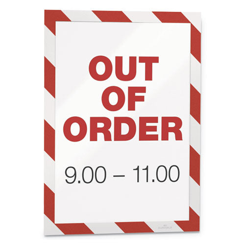 Duraframe Security Magnetic Sign Holder, 8 1-2" X 11", Red-white Frame, 2-pack