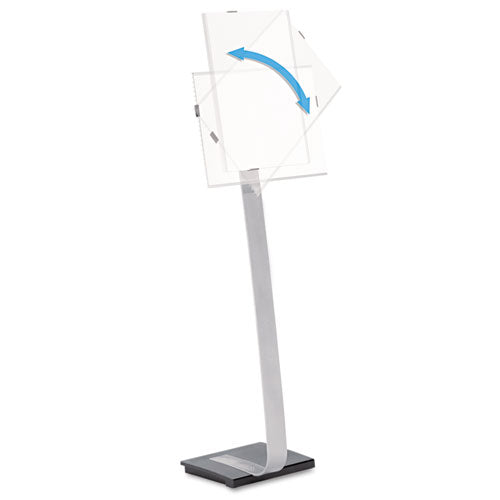 Info Sign Duo Floor Stand, Tabloid-size Inserts, 15 X 50, Clear
