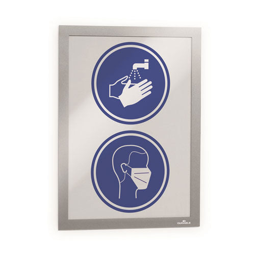Duraframe Sign Holder, 5 1-2" X 8 1-2", Silver, 2-pk