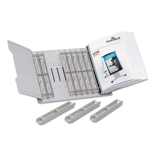 Desk-mounted Catalog Rack, 12 1-inch Rings, Gray