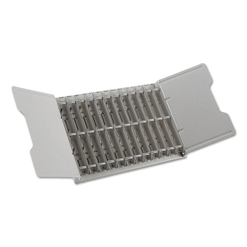 Desk-mounted Catalog Rack, 12 1-inch Rings, Gray
