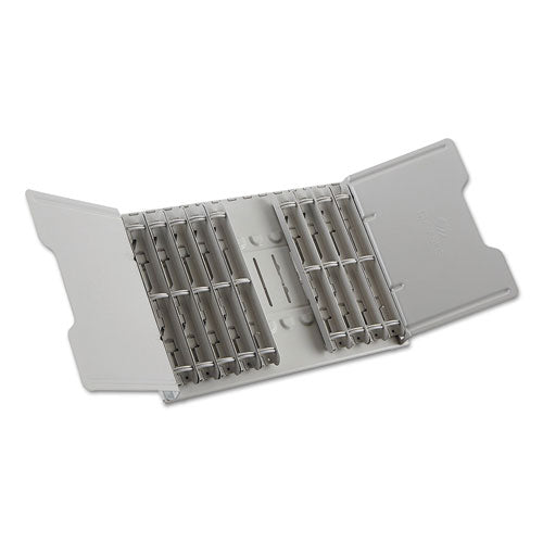 Desk-mounted Catalog Rack, 12 1-inch Rings, Gray