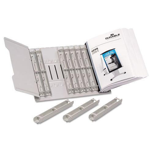 Desk-mounted Catalog Rack, 12 1-inch Rings, Gray