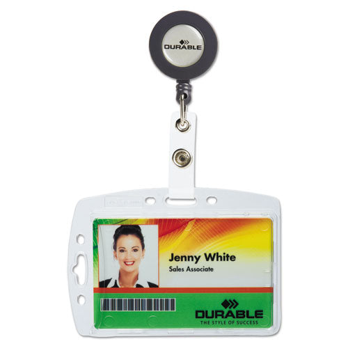 Id-security Card Holder Set, Vertical-horizontal, Reel, Clear, 10-pack