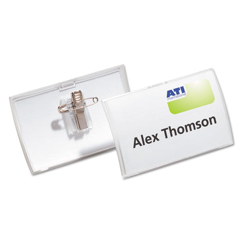 Click-fold Convex Name Badge Holder, Combi-clip, 3 3-4w X 2 1-4h, Clear, 25-pk
