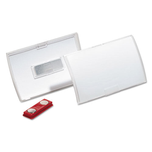Click-fold Convex Name Badge Holder, Double Magnets, 3 3-4 X 2 1-4, Clear, 10-pk