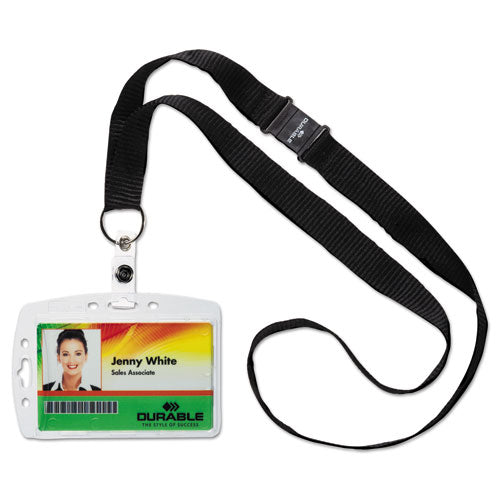 Id-security Card Holder Set, Vertical-horizontal, Lanyard, Clear, 10-pack