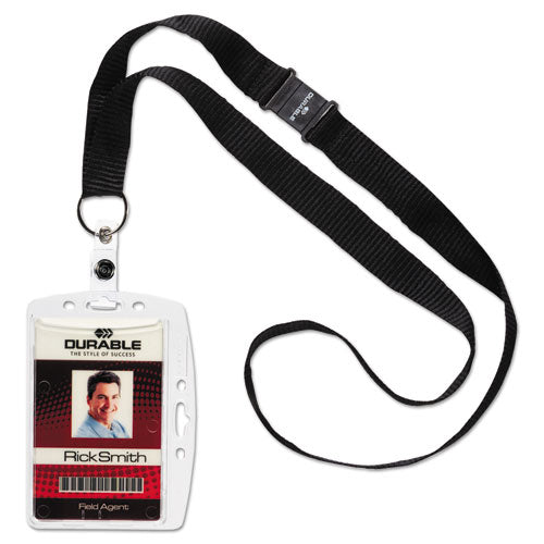 Id-security Card Holder Set, Vertical-horizontal, Lanyard, Clear, 10-pack
