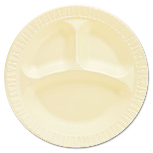 Laminated Foam Dinnerware, Plates, 10 1-4", Honey, 3 Comp, 125-pk, 4 Pks-ctn