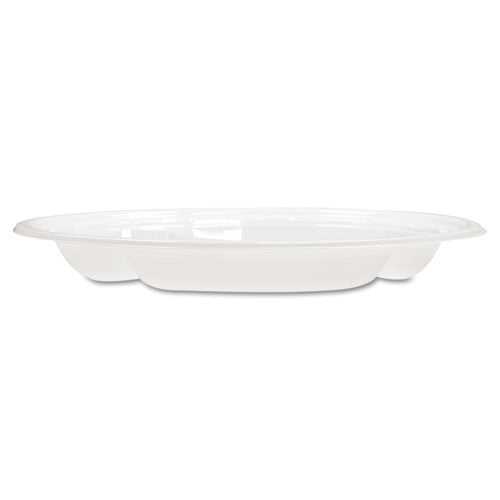 Famous Service Plastic Dinnerware, Plate, 3-comp, 10 1-4" Dia, White, 500-carton