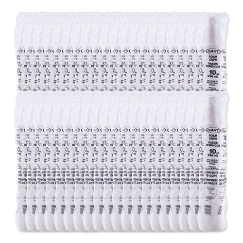 Foam Drink Cups, 10oz, White, 25-bag, 40 Bags-carton