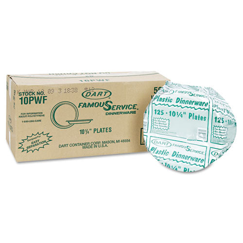 Famous Service Impact Plastic Dinnerware, Plate, 10 1-4" Dia, White, 500-carton
