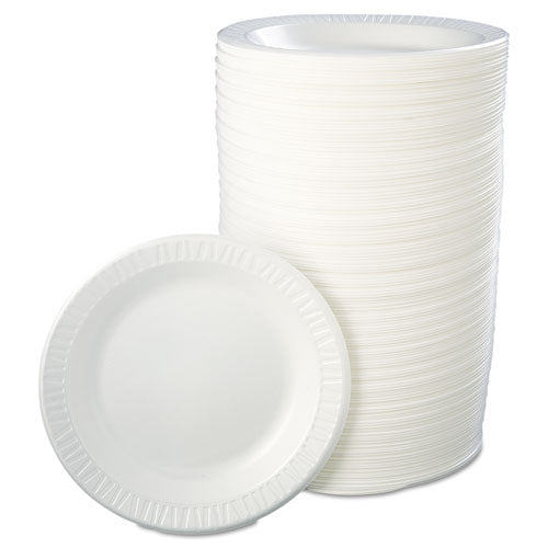 Quiet Classic Laminated Foam Dinnerware, Plate, 10 1-4", White, 125-pk, 4 Pks-cs