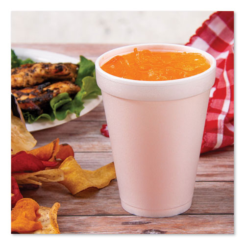 Foam Drink Cups, 12oz, White, 25-bag, 40 Bags-carton